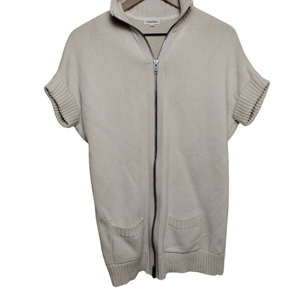 Generra Vintage Cream Zip Up Knit Cardigan, Medium - Picture 1 of 7